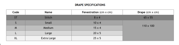 Drape specs